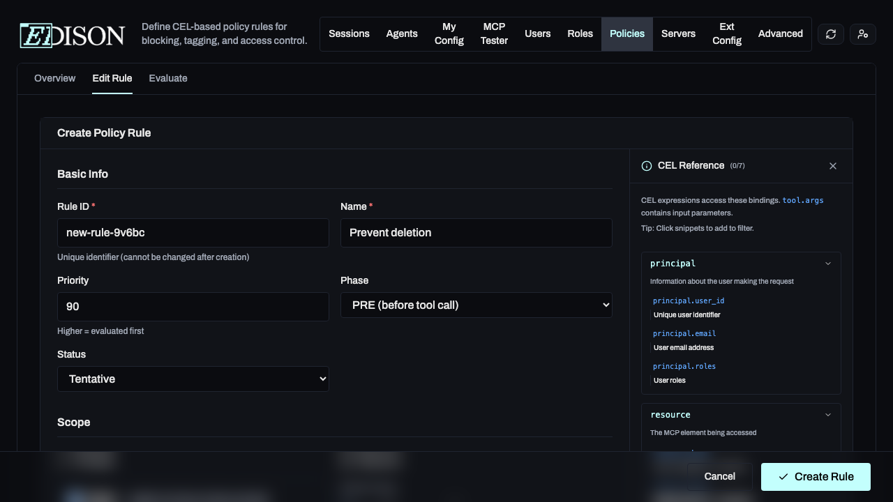 Editing a template-based rule