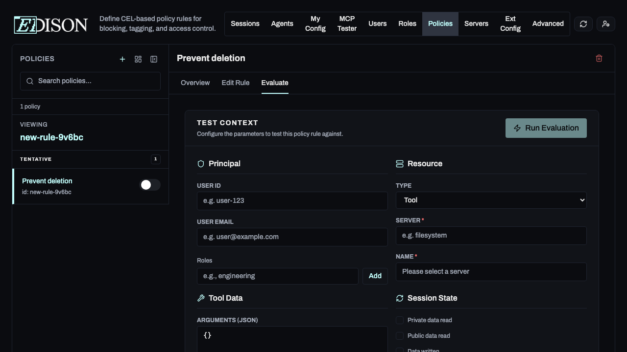 Policy rule evaluate