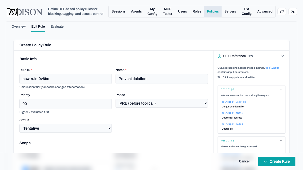 Editing a template-based rule