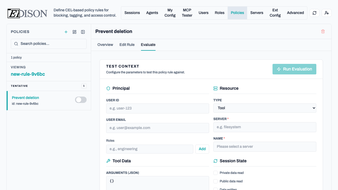 Policy rule evaluate