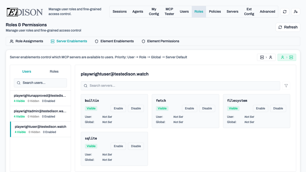 Server enablements user